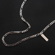 Load image into Gallery viewer, Minimalist Solid Stainless Steel Figaro Chain Necklace with 2cm Rectangle Charm 16-18 inches Unisex
