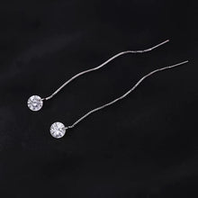 Load image into Gallery viewer, Platinum Plated Silver 925 8mm Cubic Zirconia Threader Earrings 11cm
