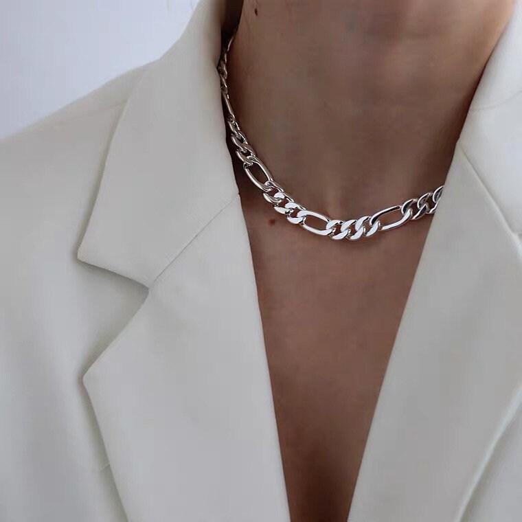 스테인레스 스틸 6mm 청키 피가로 체인 목걸이 14/16/18인치 익스텐더 포함