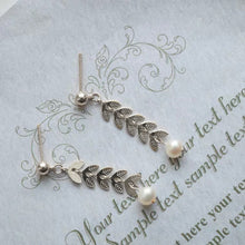 将图片加载到图库查看器，Stainless Steel Small Ear of Wheat Leaves With 4-5mm Freshwater Pearls Earrings
