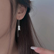 Load image into Gallery viewer, Stainless Steel Small Ear of Wheat Leaves Threader Earrings 10cm
