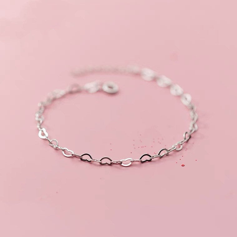 Surgical Stainless Steel 3-4mm Heart Chain Bracelet 6/7/8 Inches with Extender