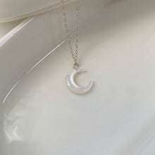 Load image into Gallery viewer, S925 AAA 12mm Mother of Pearl Moon Necklace 16-18 inches
