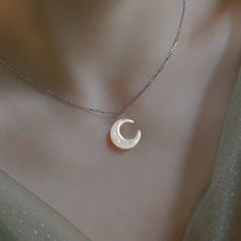 Load image into Gallery viewer, S925 AAA 12mm Mother of Pearl Moon Necklace 16-18 inches
