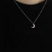 Load image into Gallery viewer, S925 Mother of The Pearl Single Moon 12mm Necklace 15.5-17 inches
