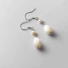 Load image into Gallery viewer, S925 Dangle Hook White Champaca Flower Mother of Pearl 8-9mm Earrings
