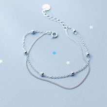 이미지를 갤러리 뷰어에 로드 , 스테인레스 스틸 더블 레이어 비즈 체인 케이블 체인 팔찌 6/7/8인치 익스텐더 포함
