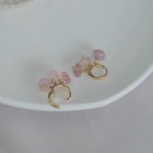 Load image into Gallery viewer, 18K Gold Plated Natural Strawberry Quartz Chips Crystal Hoop Earrings
