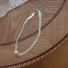 Load image into Gallery viewer, Stainless Steel Ear of Wheat Chain AAA 8mm Natural Pearl Necklace 14/15/16 inches with Extender
