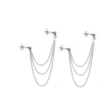 Load image into Gallery viewer, Surgical Steel 3 Layers Cable Chain Triple Link Kpop BTS Style Korean Hoop Earrings 6cm
