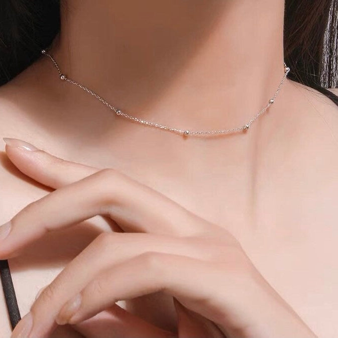 S925/서지컬 스틸 3mm 비드 목걸이 1.5mm 14/15/16인치 확장 스프링 링 포함