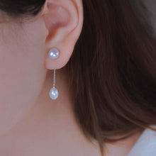 Load image into Gallery viewer, S925 AAA button Pearls 5mm&amp;6mm Oval Pearl Stud Earrings 3cm
