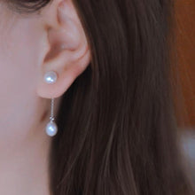 Load image into Gallery viewer, S925 AAA button Pearls 5mm&amp;6mm Oval Pearl Stud Earrings 3cm
