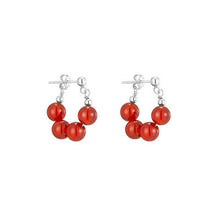 Load image into Gallery viewer, Gold/Silver Surgical Steel 6mm Red Agate Earrings Stud
