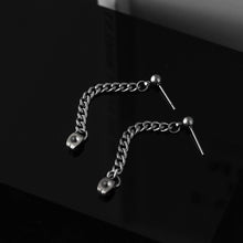 Load image into Gallery viewer, Korean Style Minimalist 3mm Curb Chain Surgical Solid Steel Punk Earrings 3cm
