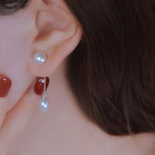 Load image into Gallery viewer, S925 AAA button Pearls 5mm&amp;6mm Oval Pearl Stud Earrings 3cm
