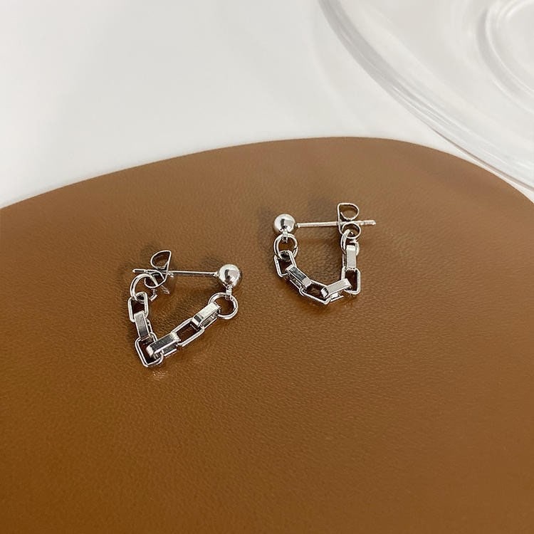 Minimalist Kpop Small Stainless Steel Chain Stud Earrings 2.5cm