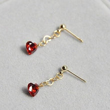 Load image into Gallery viewer, Surgical Steel 6mm Red Heart Cubic Zirconia Heart Chain Earrings Stud
