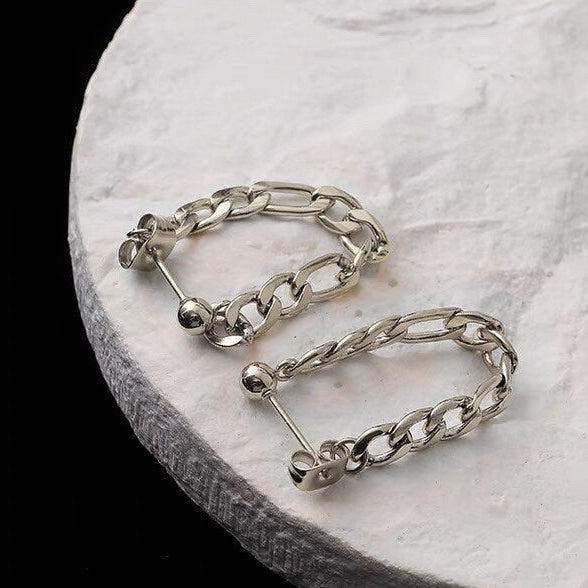 Surgical Steel Figaro Chain Earrings Chain Kpop Stud