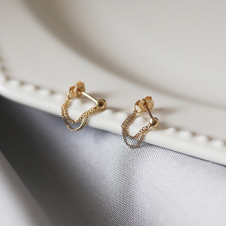 미니멀리스트 18K 골드 도금 스터드 체인 2.5-2.8cm