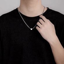 이미지를 갤러리 뷰어에 로드 , 미니멀리스트 2mm 커브 체인 6mm 큐브 솔리드 스틸 목걸이 16-18인치

