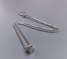 이미지를 갤러리 뷰어에 로드 , 미니멀리스트 2mm 커브 체인 6mm 큐브 솔리드 스틸 목걸이 16-18인치
