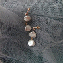 Load image into Gallery viewer, Gold Plated Steel 8mm Keshi Pearl Natural Pearls Earrings
