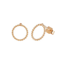 이미지를 갤러리 뷰어에 로드 , 미니멀리스트 트위스트 18K 골드 도금 8-9mm 작은 기하학적 모양 원형 원형 스터드 귀걸이
