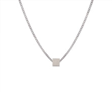 이미지를 갤러리 뷰어에 로드 , 미니멀리스트 2mm 커브 체인 6mm 큐브 솔리드 스틸 목걸이 16-18인치

