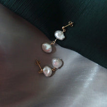 Load image into Gallery viewer, Gold Plated Steel 8mm Keshi Pearl Natural Pearls Earrings
