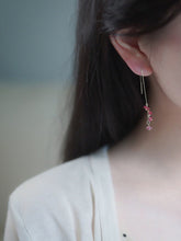 이미지를 갤러리 뷰어에 로드 , 한국 스타일 우아한 4mm 전기석 칩 핑크 스레더 체인 스틸 귀걸이 10cm
