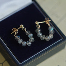 Load image into Gallery viewer, Surgical Steel/ 18k Gold Plated AAA Natural Labradorite 5mm Faceted Beads Stud Earrings
