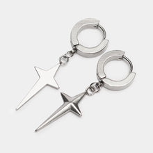 이미지를 갤러리 뷰어에 로드 , 수술용 스테인레스 스틸 4개 뾰족한 별 후프 귀걸이 Kpop 펑크 4cm 저자극성
