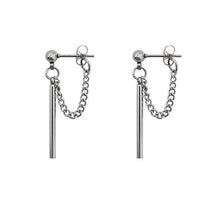 Load image into Gallery viewer, Surgical Stainless Steel 3cm Rectangle Charm Short Chain Earrings
