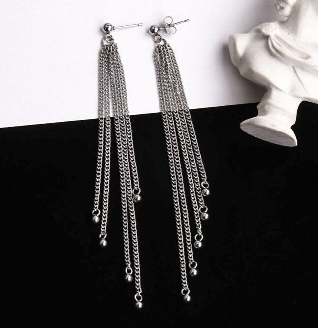 Kpop Star BTS Style Inspired Chain Earrings Jewelry Trend Punk lever-back/Stud 10 cm